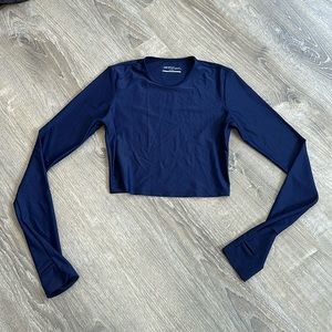 Lanston Sport Navy Long Sleeve Top Size Xsmall